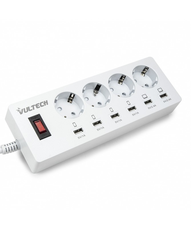  Multipresa con 4 Posti di Prese Elettriche Schuko e 6 USB Porte di Ricaria