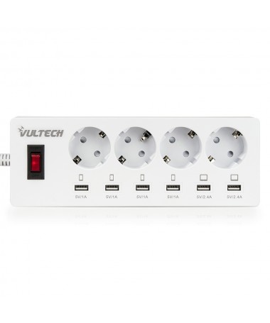  Multipresa con 4 Posti di Prese Elettriche Schuko e 6 USB Porte di Ricaria