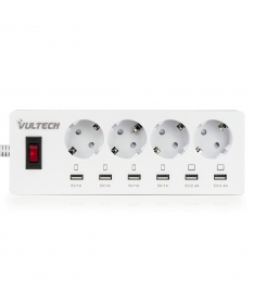  Multipresa con 4 Posti di Prese Elettriche Schuko e 6 USB Porte di Ricaria