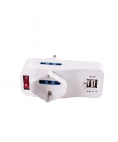 Adattatore Tripolare con 2 USB - Max 2A (1+1A) 